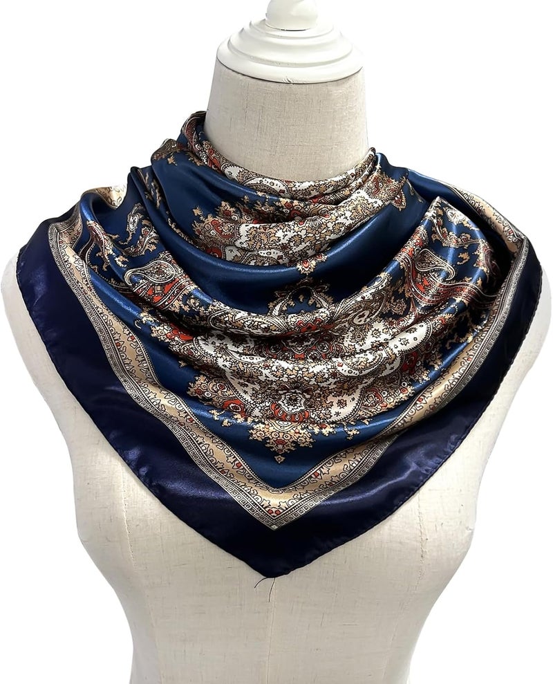 vimate 35" Square Silk Like Head Scarf - Women's Fashion Satin Scarf Bandana for Hair Wrapping at Night. - Image 4